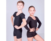 Одежда для девочек - Комбинезон гимнастический  короткий рукав (хлопок)