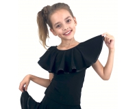 Одежда для девочек - Топ с воланом по горловине (тесьма черная)
